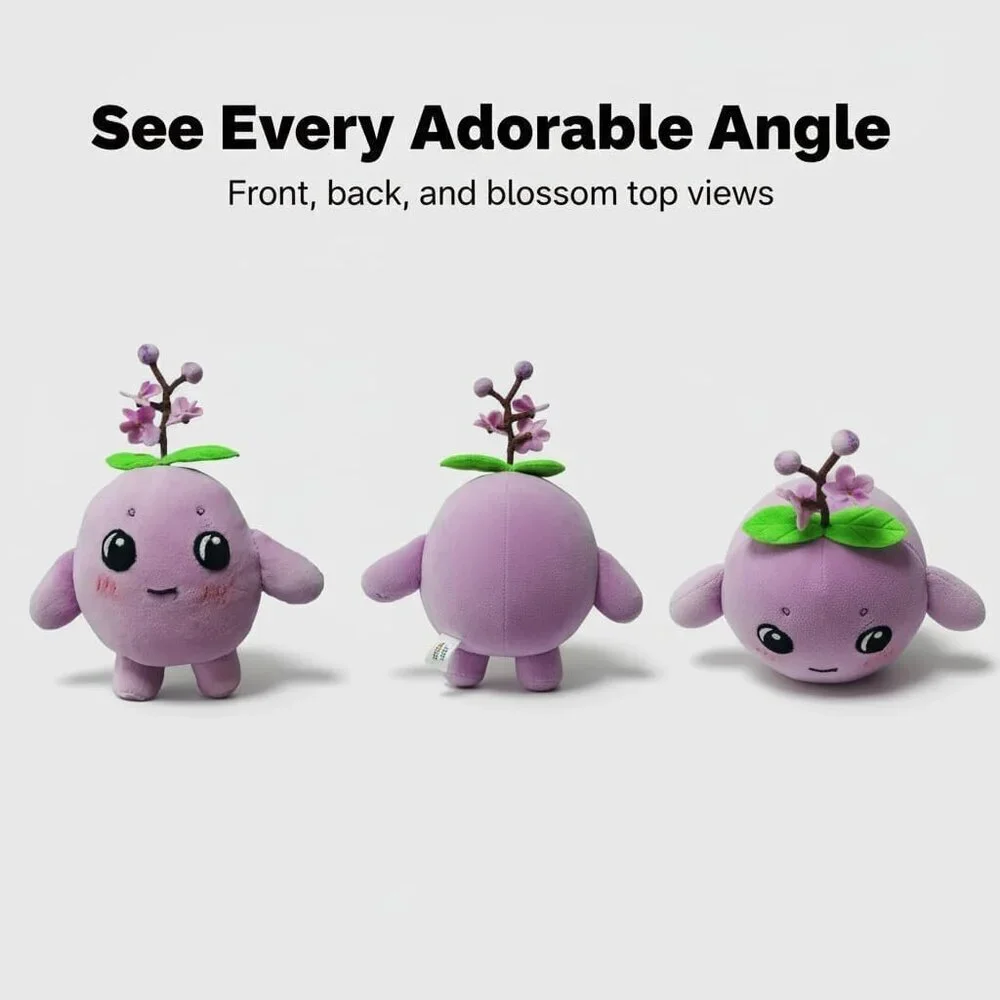 Unique Purple Plush Handmade Soft Stuffed Plum Doll Original Design Cute